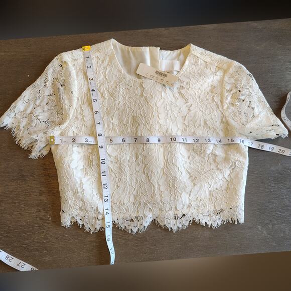 J Crew Collection Floral Lace Midi Skirt and Cropped Top Ivory Set Size 0 - Picture 6 of 16